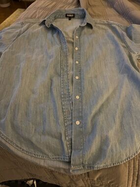 Express  women’s Light Blue Denim Button-Down Shirt
